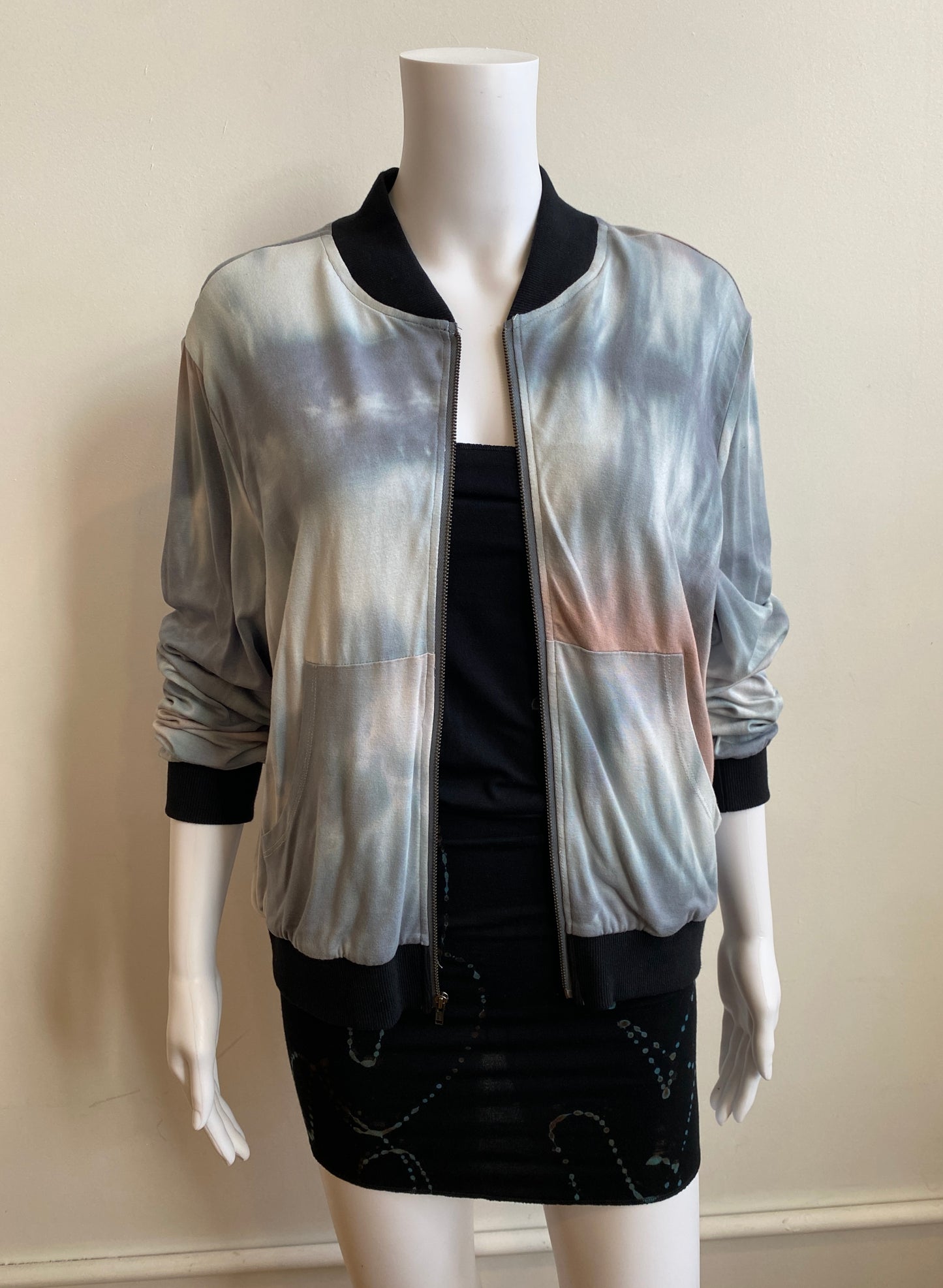 Soft Bamboo Jersey Bomber Jacket in Shadow Grey