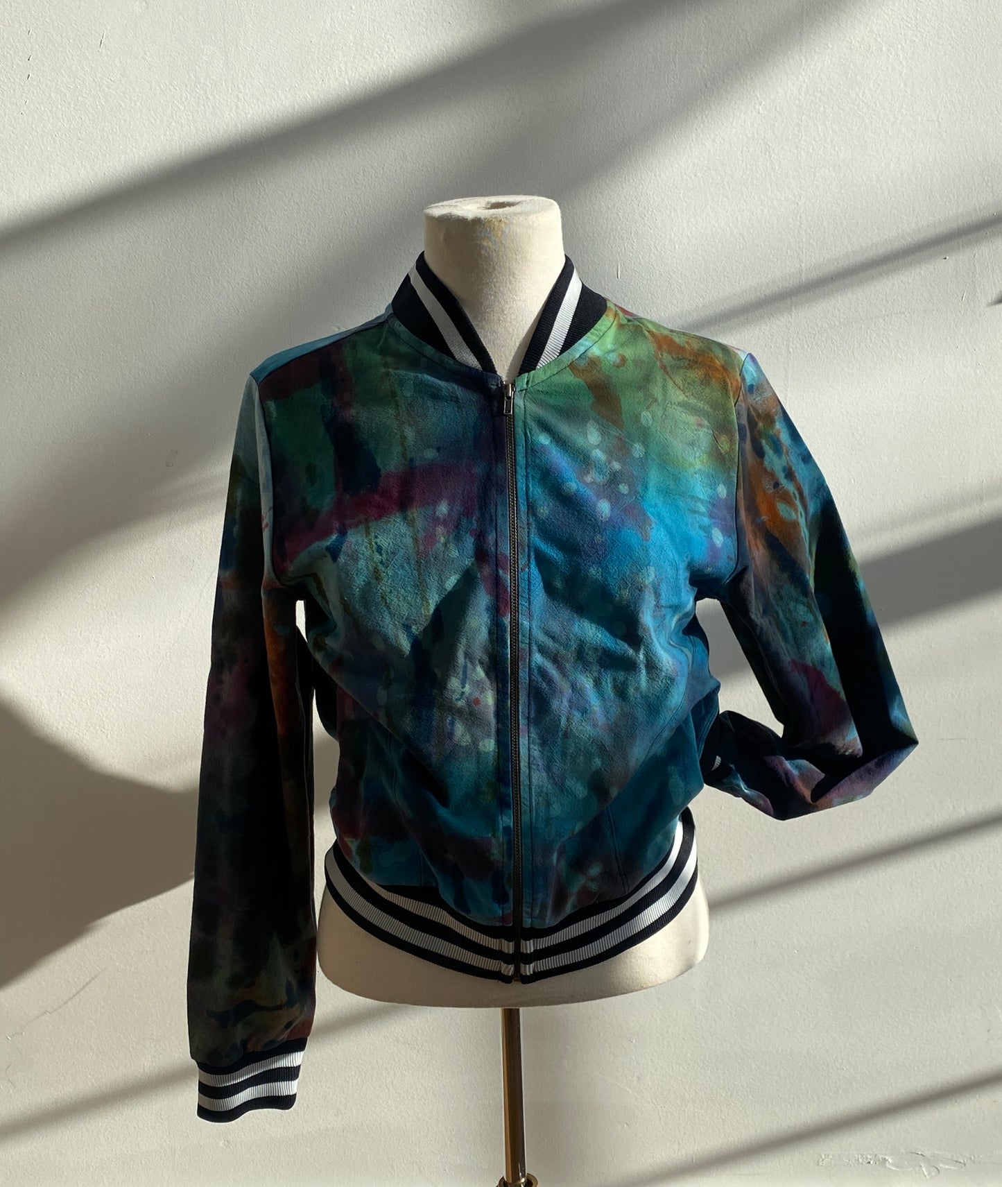 Cotton Woven Bomber Jacket in One-off Dropcloth Chaos