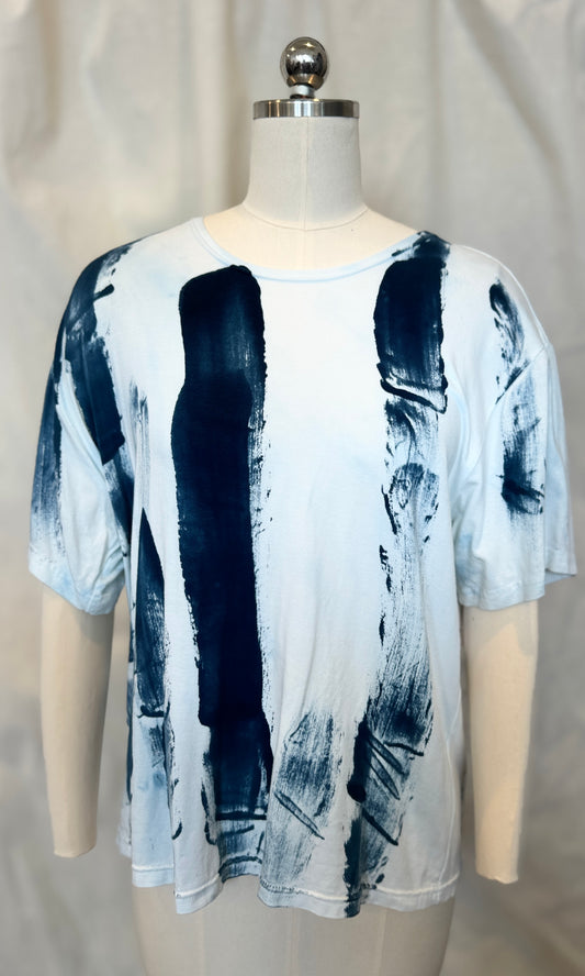 Ida Top in Navy Brush Stroke