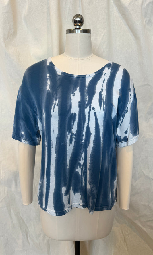 Ida Top in Blue Watercolor Lines