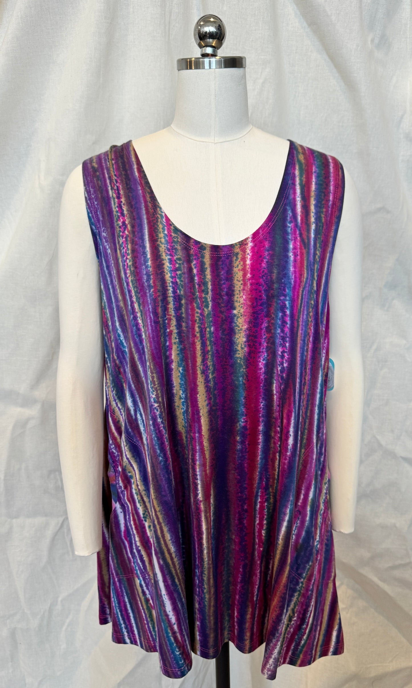 Gina Tank Tunic with Pockets  in Rainbow Lines