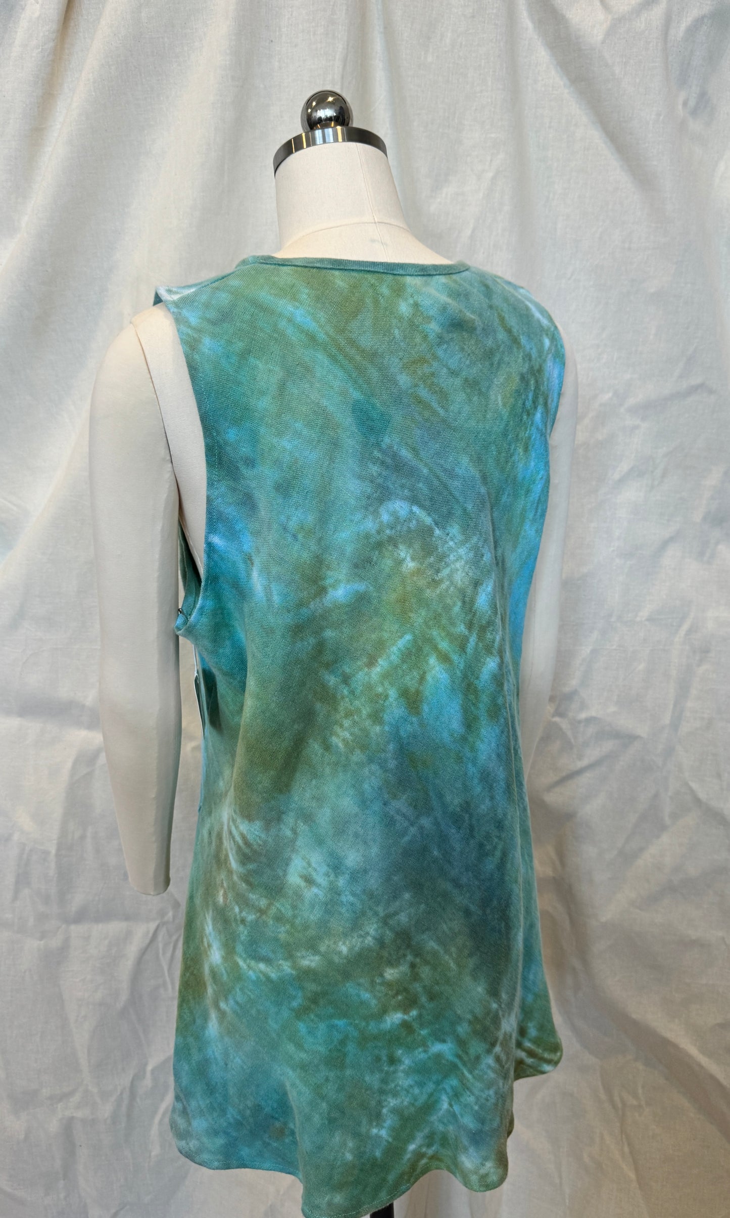 Gina Tank Tunic with Pockets in Green Forest in Linen and Cotton