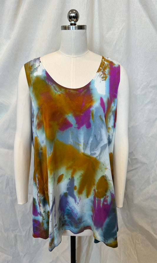 Gina Tank Tunic with Pockets  in Rainbow Splatter