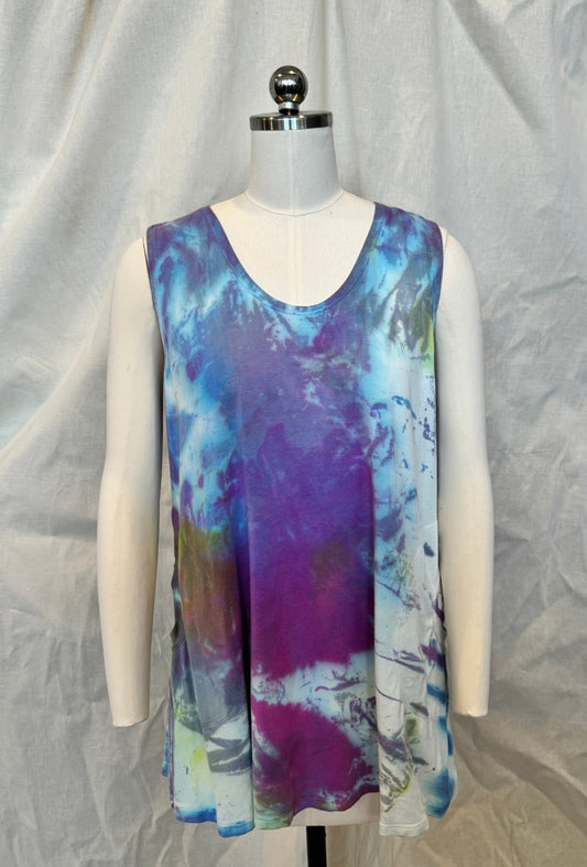 Gina Tank Tunic with Pockets  in Rainbow Splatter II