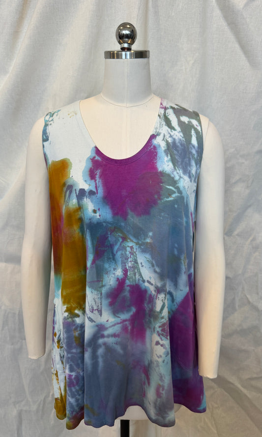 Gina Tank Tunic with Pockets  in Rainbow Splatter III