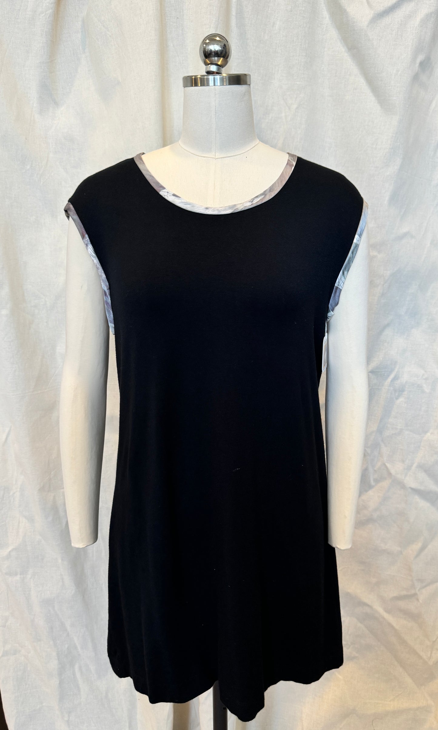 Wide Tank Tunic is Black with Silk Trim