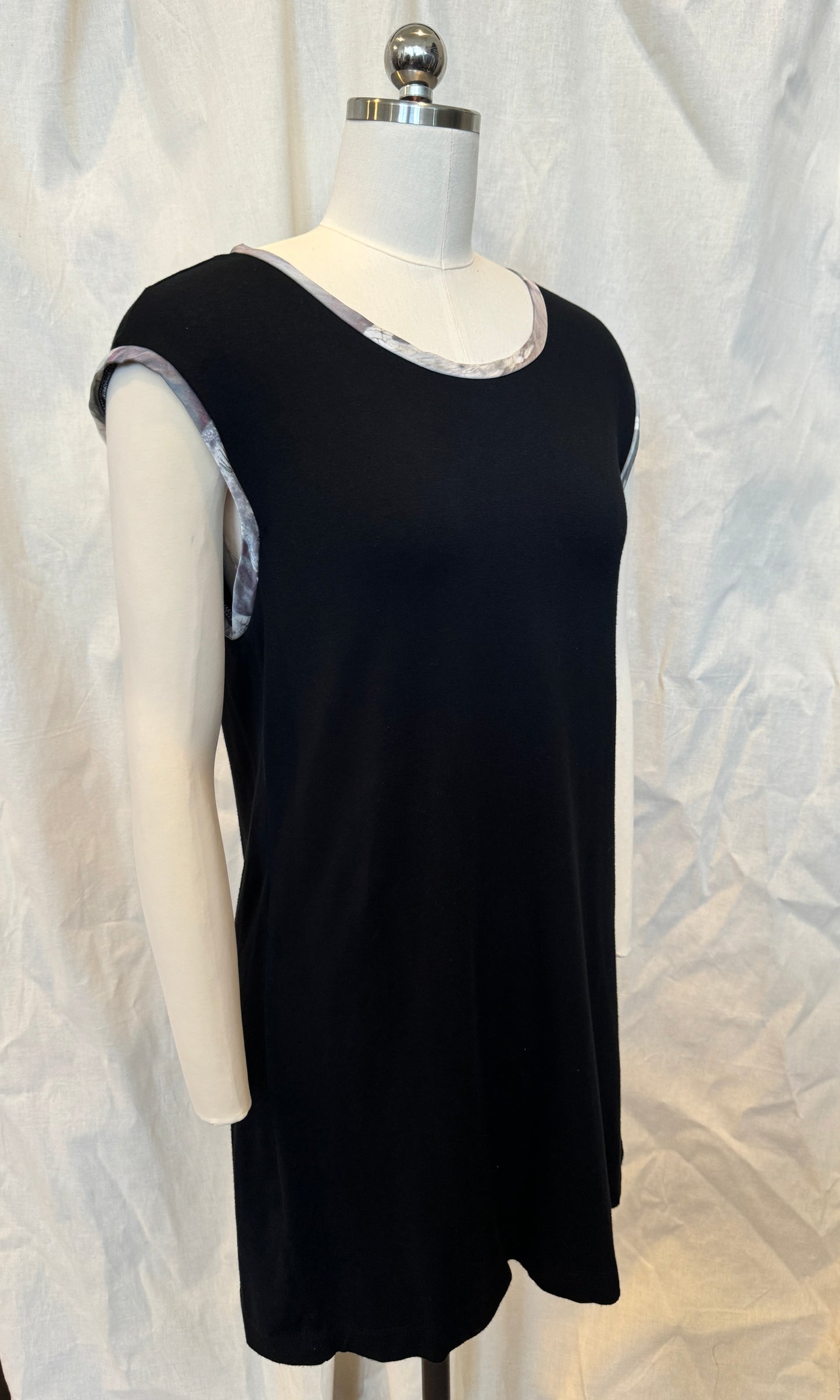 Wide Tank Tunic is Black with Silk Trim