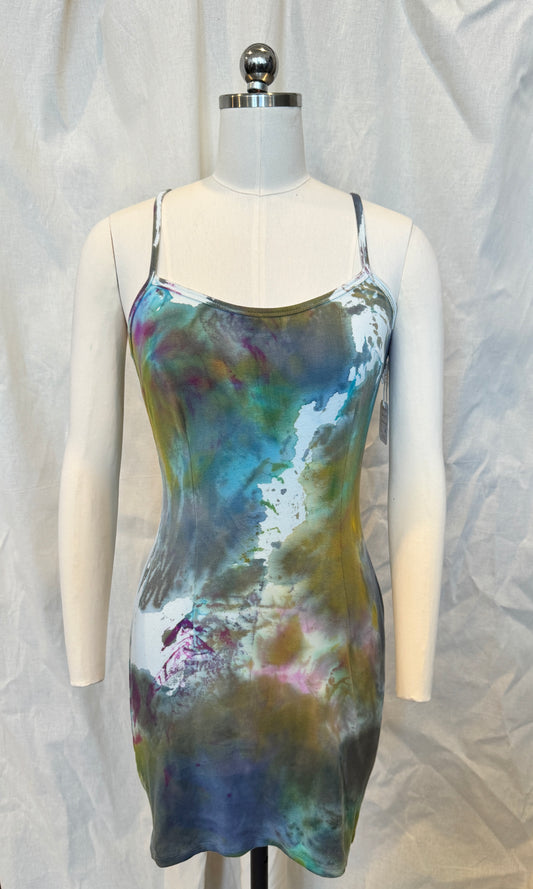 Strappy Fitted Short Dress in Rainbow Mapping