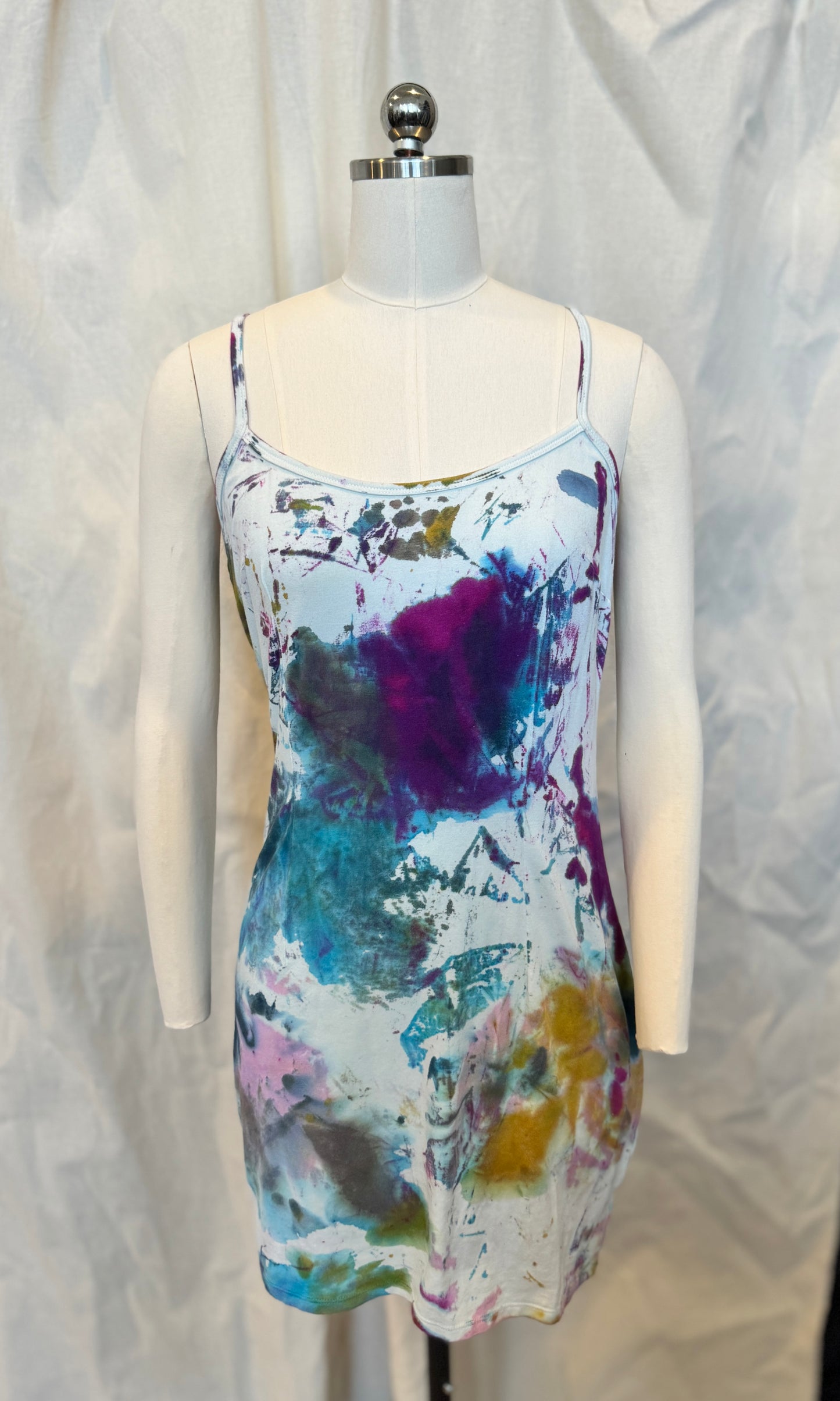 Strappy Fitted Short Dress in Rainbow Mapping