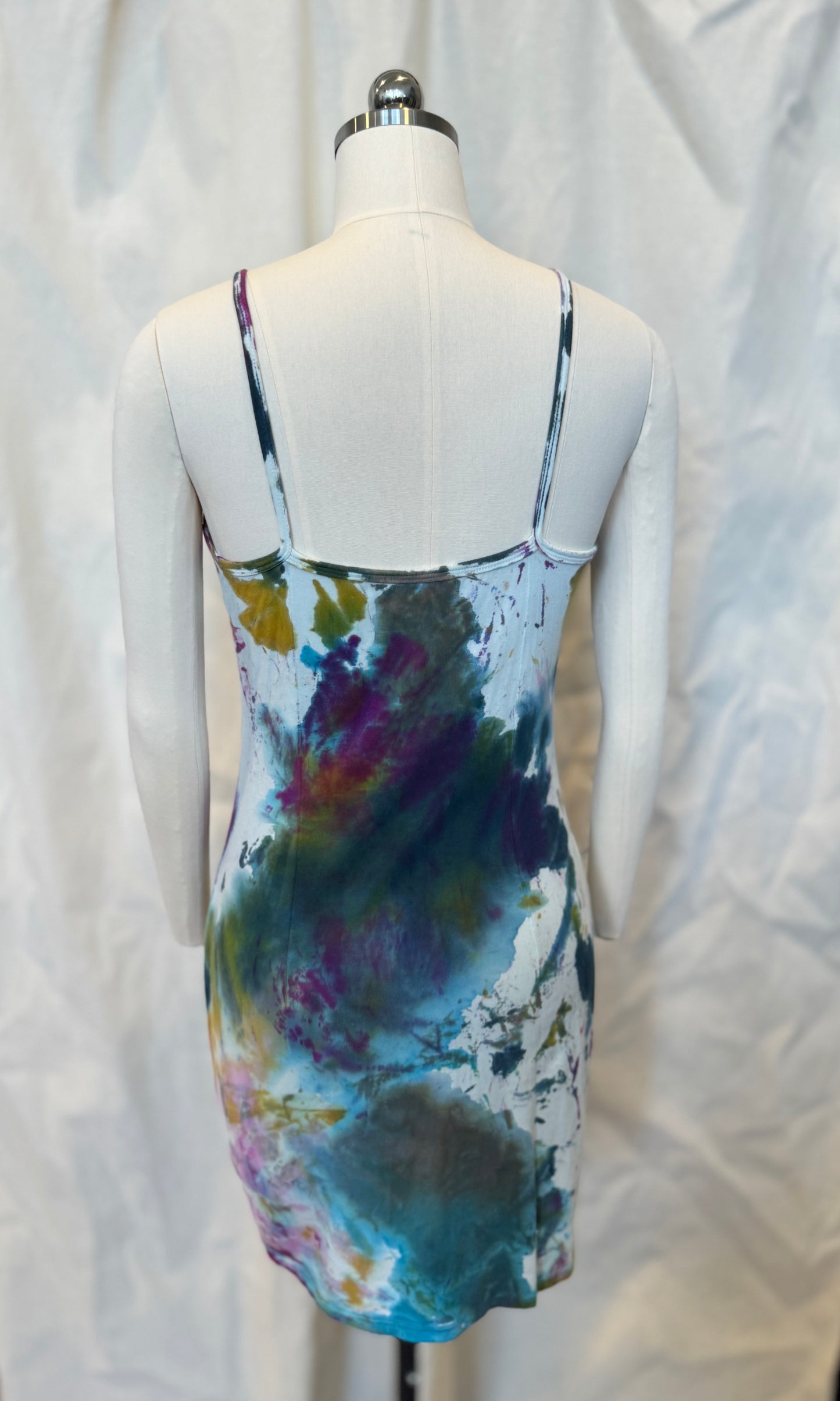 Strappy Fitted Short Dress in Rainbow Mapping