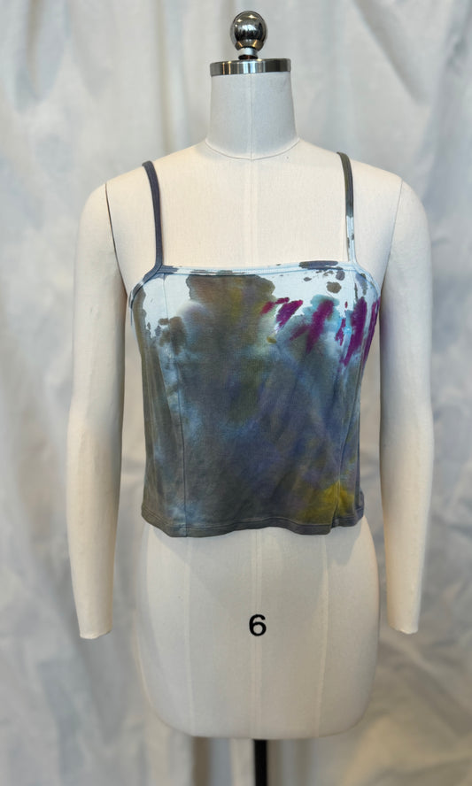 Strappy Fitted Tank in Grey Rainbow Mapping