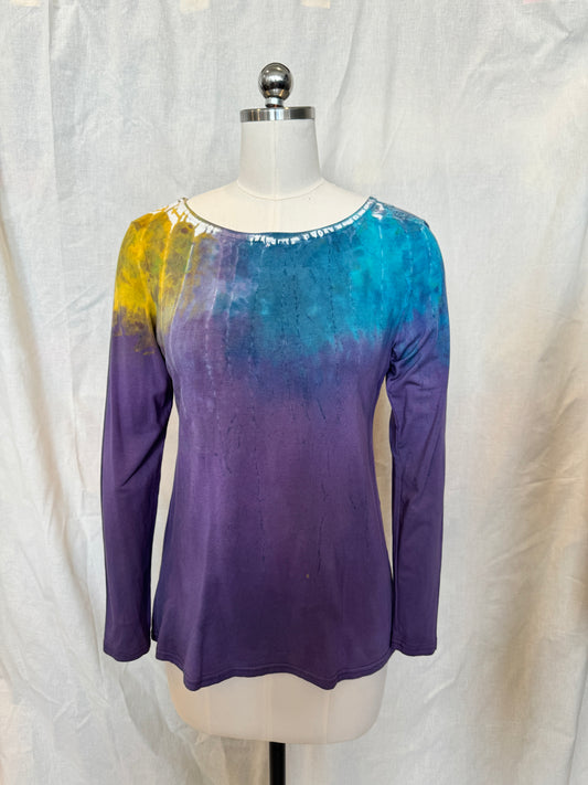 JESSIE LONG SLEEVE TOP in Purple Rainbow Dripstone