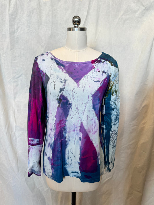 JESSIE LONG SLEEVE TOP in Crisscross Puple and Blue