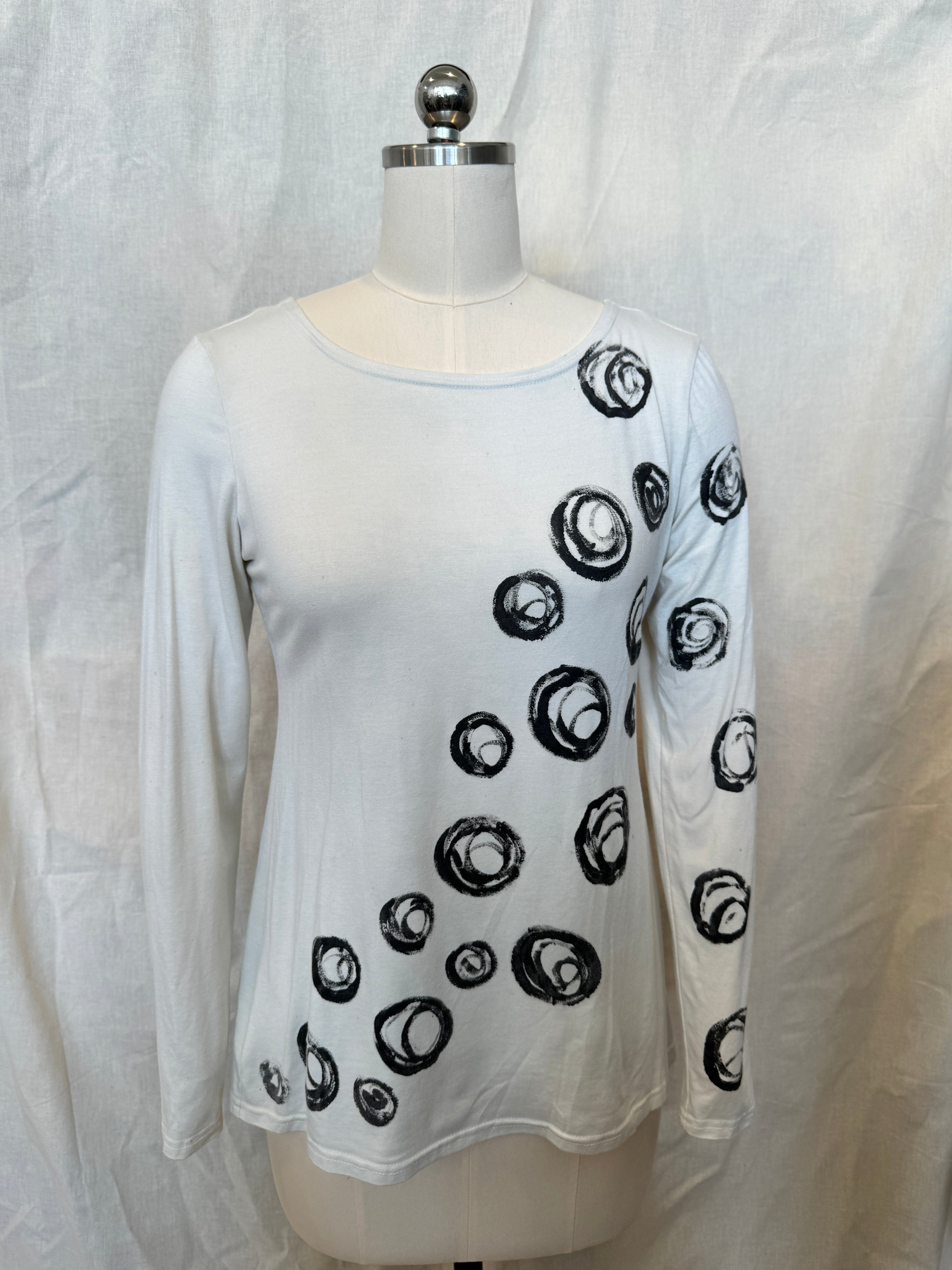 JESSIE LONG SLEEVE TOP Charcoal Bubbles