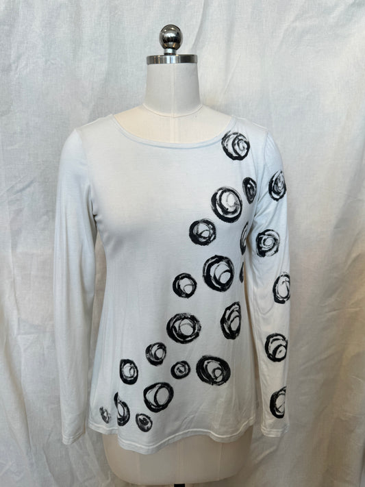 JESSIE LONG SLEEVE TOP Charcoal Bubbles