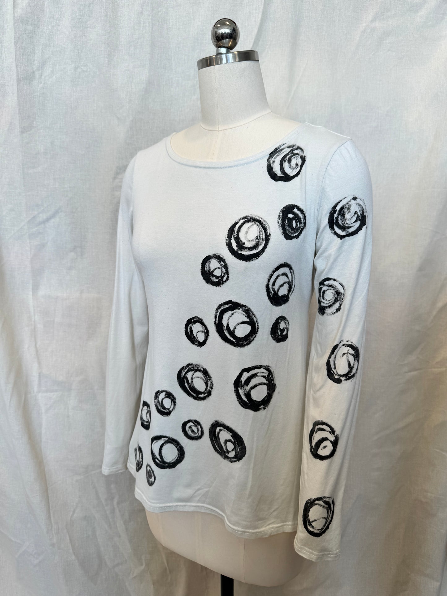 JESSIE LONG SLEEVE TOP Charcoal Bubbles