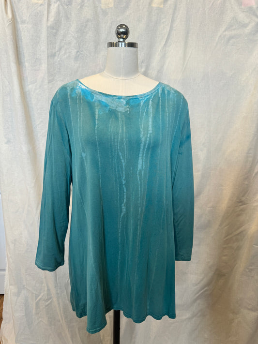 AUDREY 3/4 SLEEVE TUNIC in Seafoam Dripstone