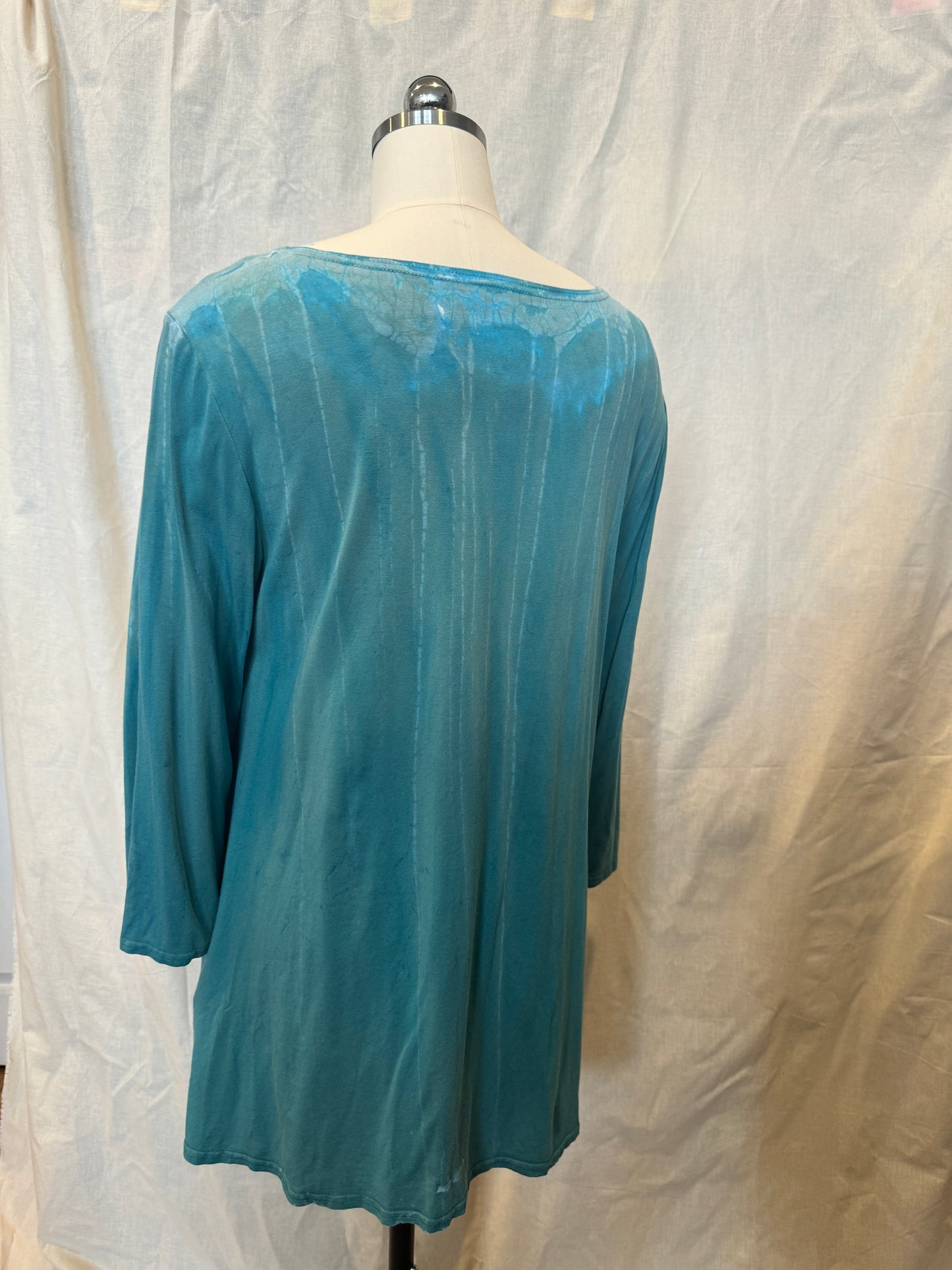 AUDREY 3/4 SLEEVE TUNIC in Seafoam Dripstone