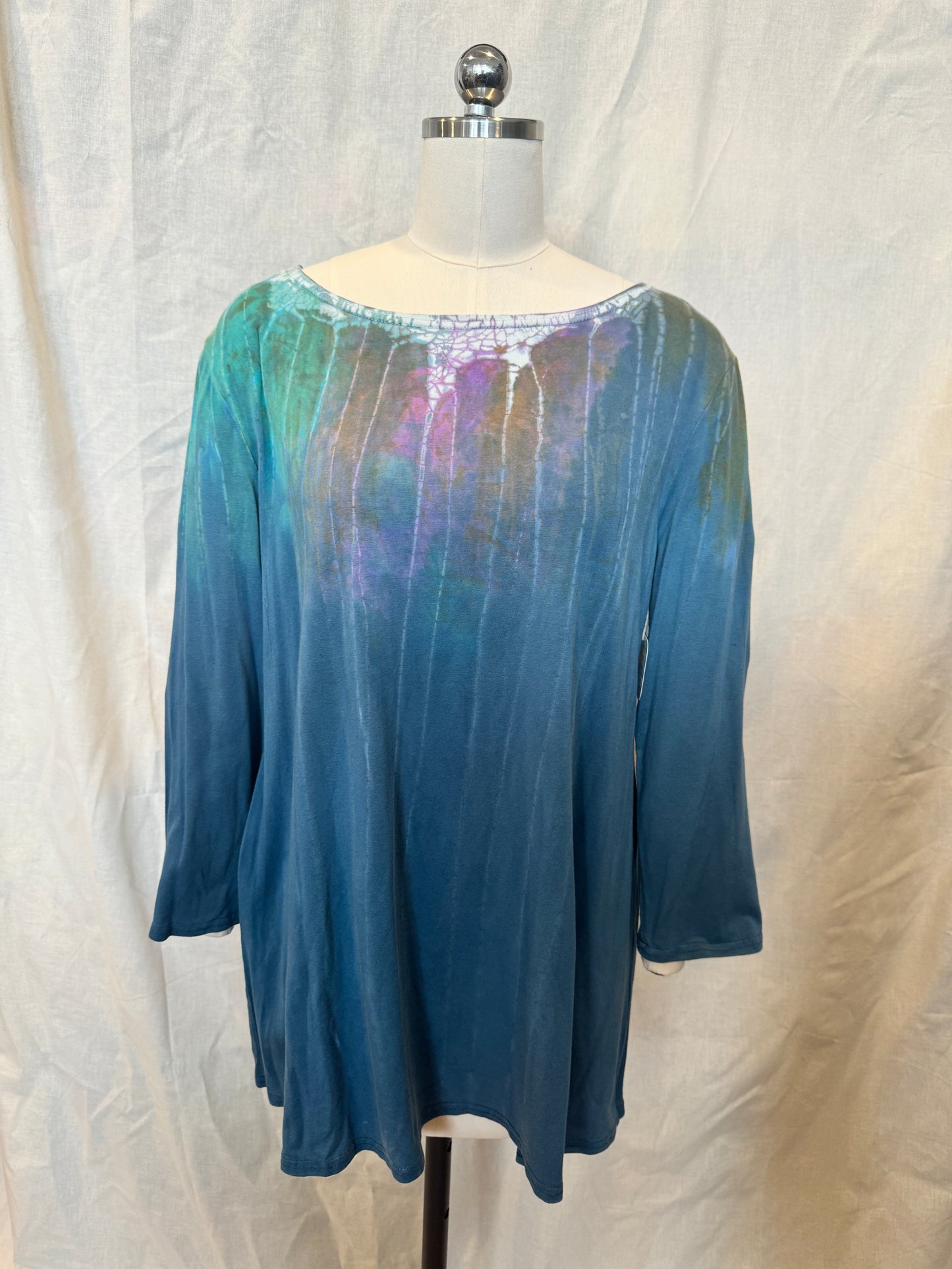 AUDREY 3/4 SLEEVE TUNIC in Demin Pastel Dripstone