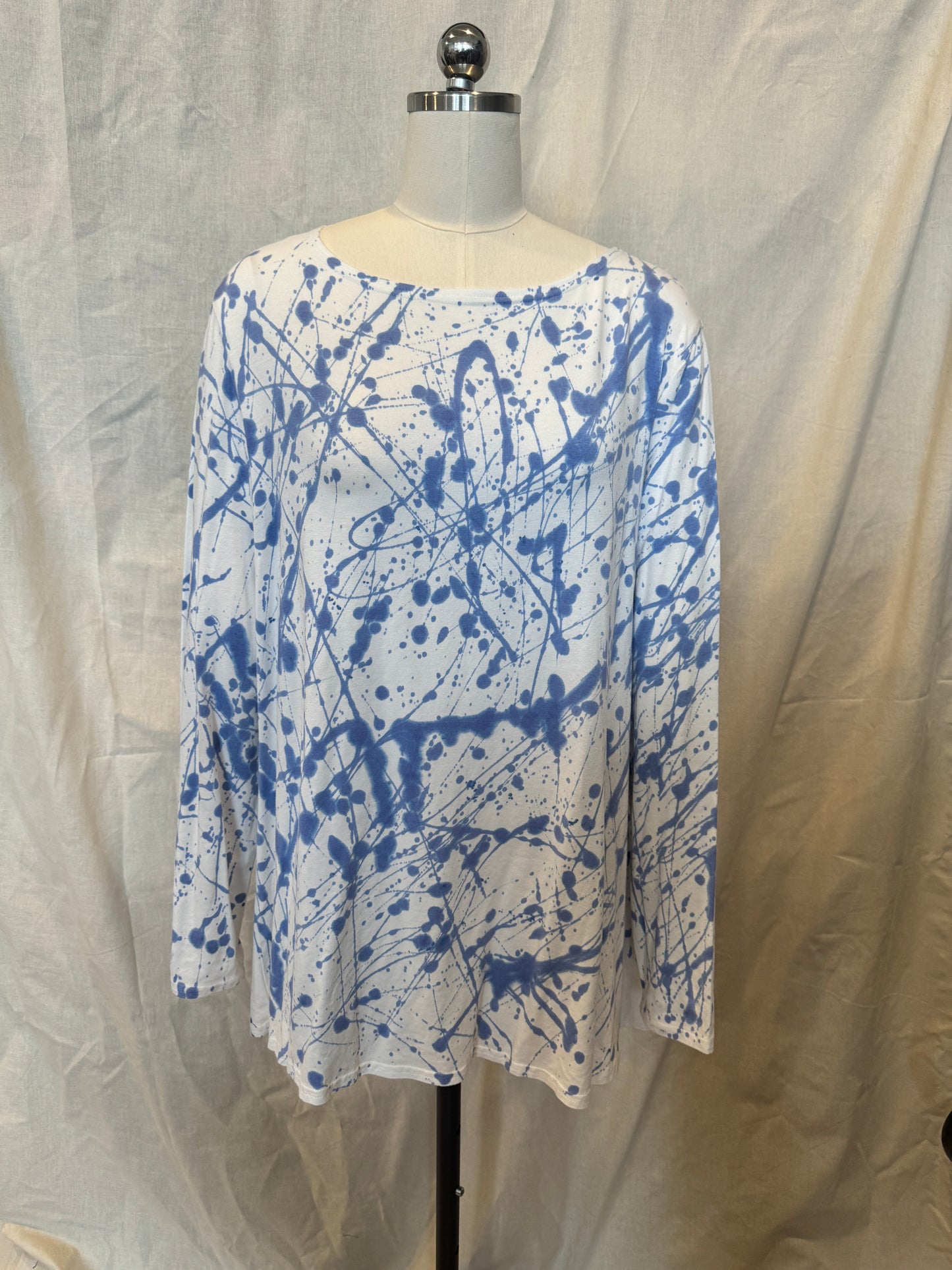 AUDREY LONG SLEEVE TUNIC in Blue Scribble