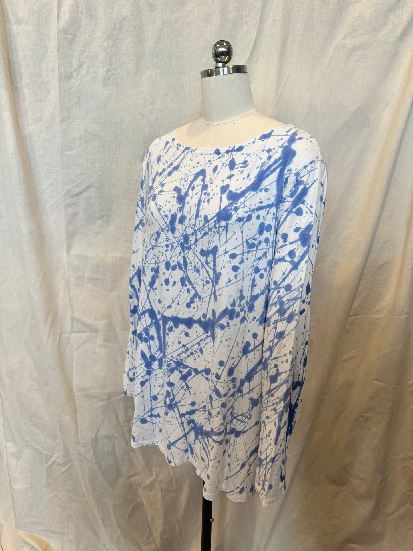 AUDREY LONG SLEEVE TUNIC in Blue Scribble