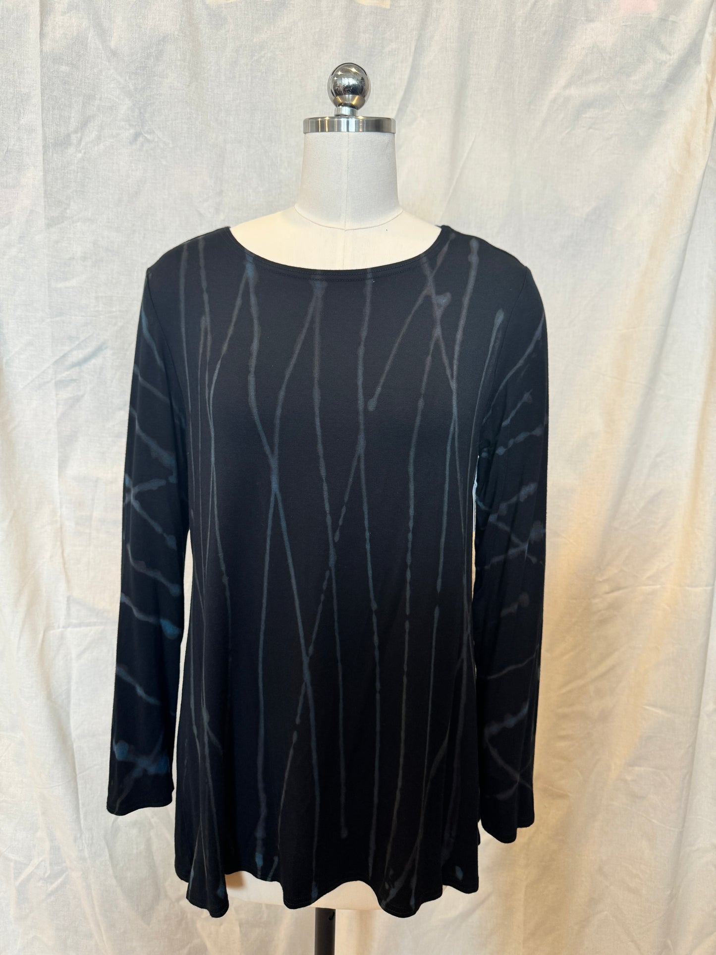 AUDREY LONG SLEEVE TUNIC in Blue Grey Lines