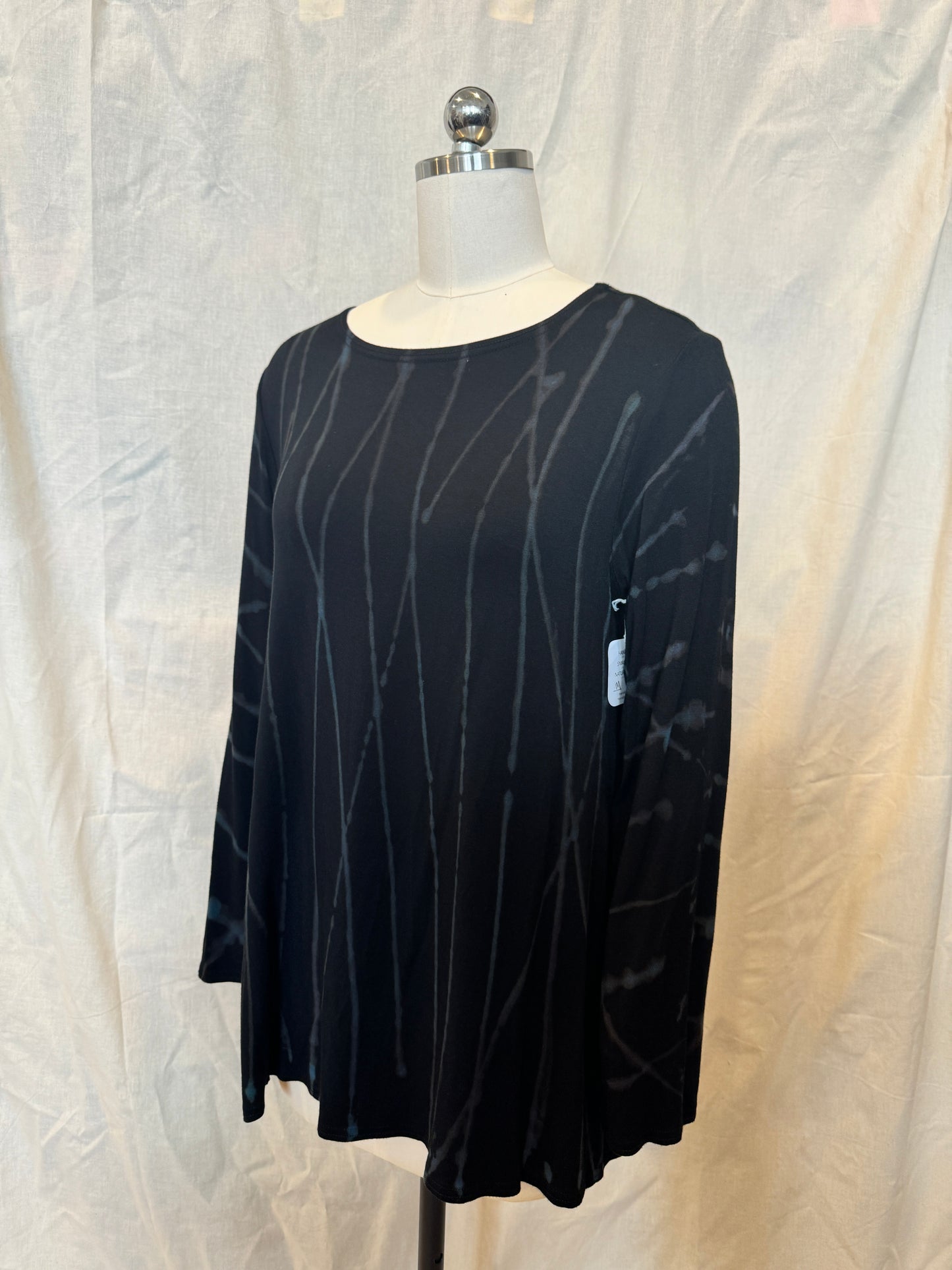 AUDREY LONG SLEEVE TUNIC in Blue Grey Lines