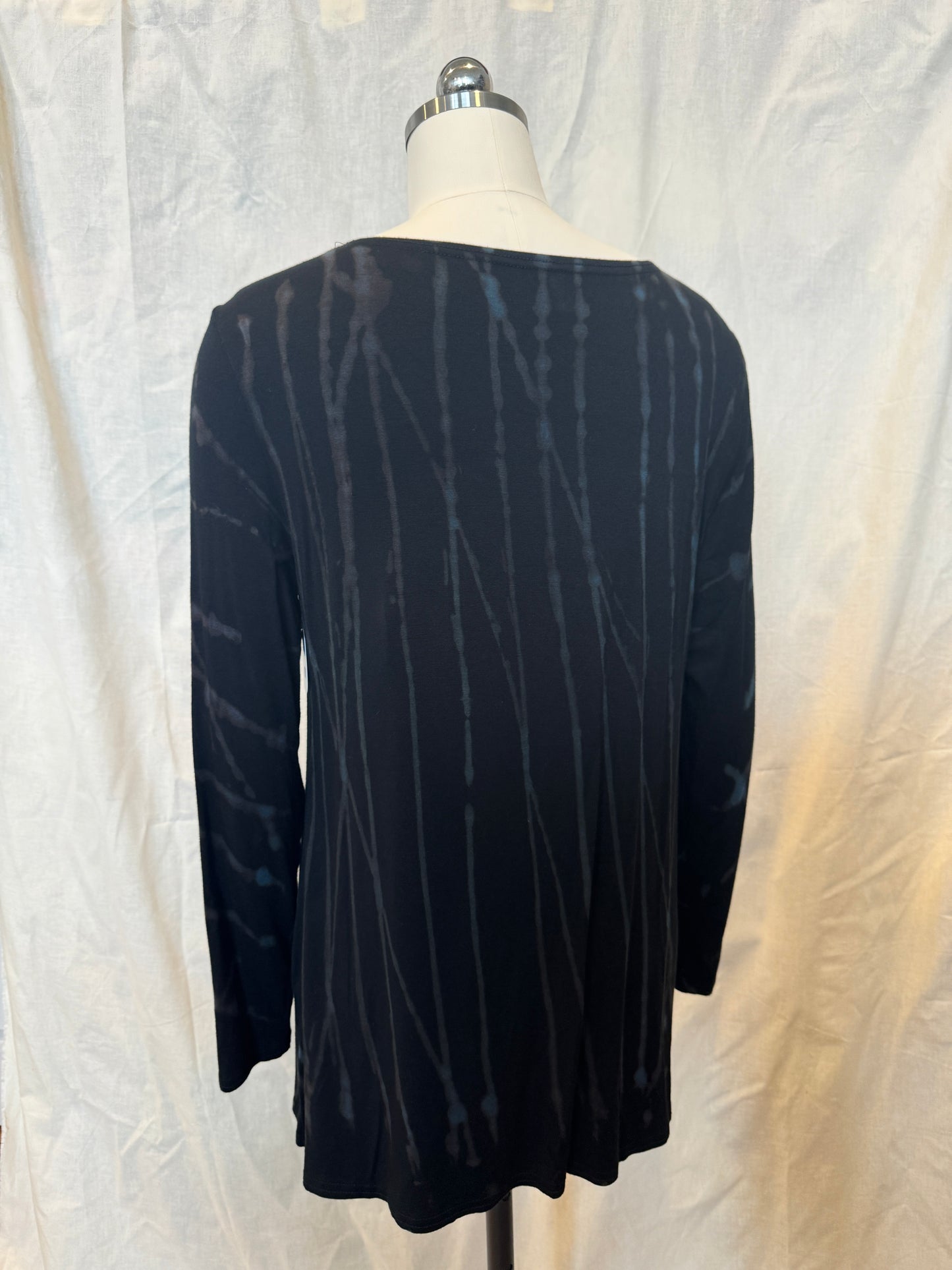 AUDREY LONG SLEEVE TUNIC in Blue Grey Lines