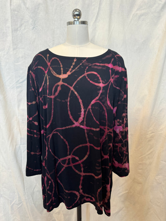 AUDREY 3/4 SLEEVE TUNIC in Faded Pink Scribbles