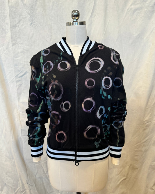 Bamboo Fleece Bomber Jacket in Circling Circles