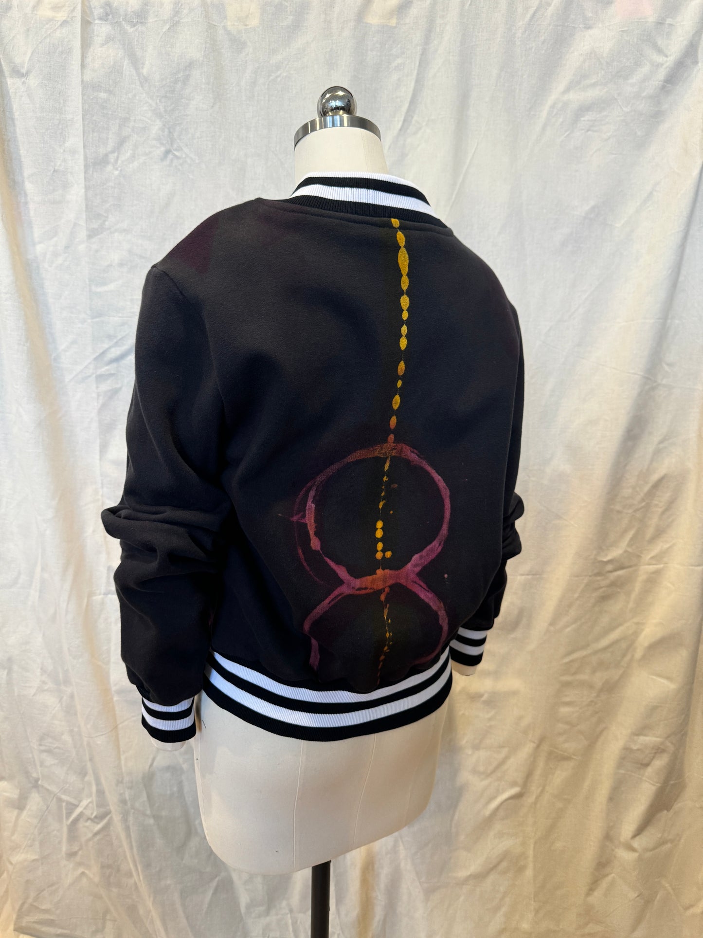 Heavy Cotton Sweatshirt Material Bomber Jacket in yellow and magenta tangle phi