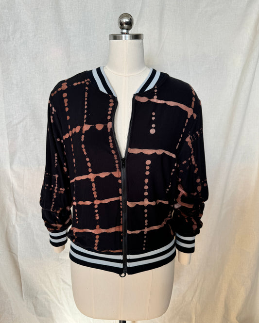 Rayon Jersey with Tan Plaid Checkerboard