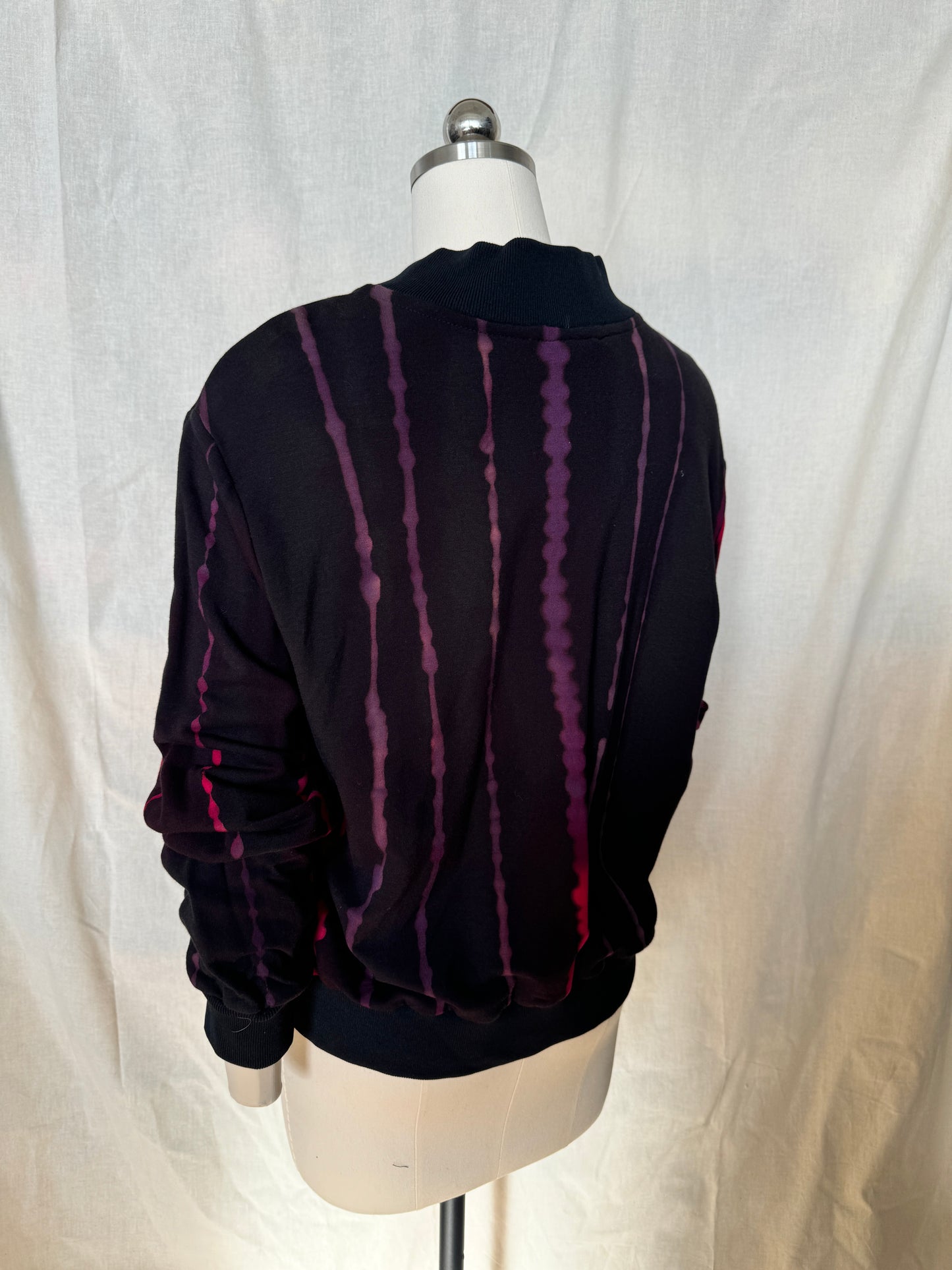 Bamboo Fleece with Red Pink Painted Lines