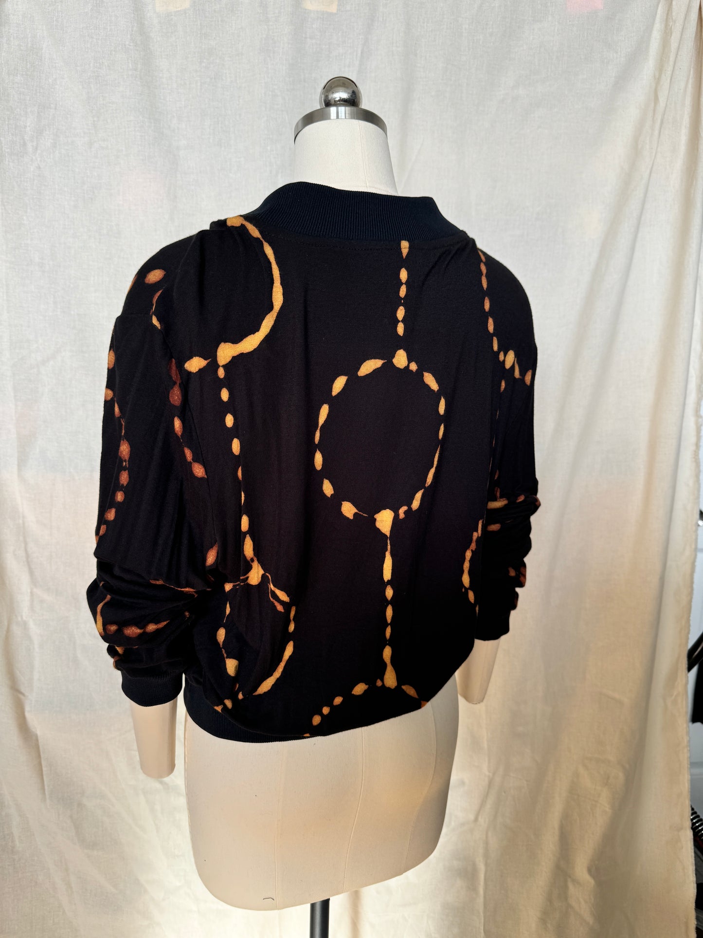 Rayon Jersey Yellow Tangle Phi Bomber Jacket