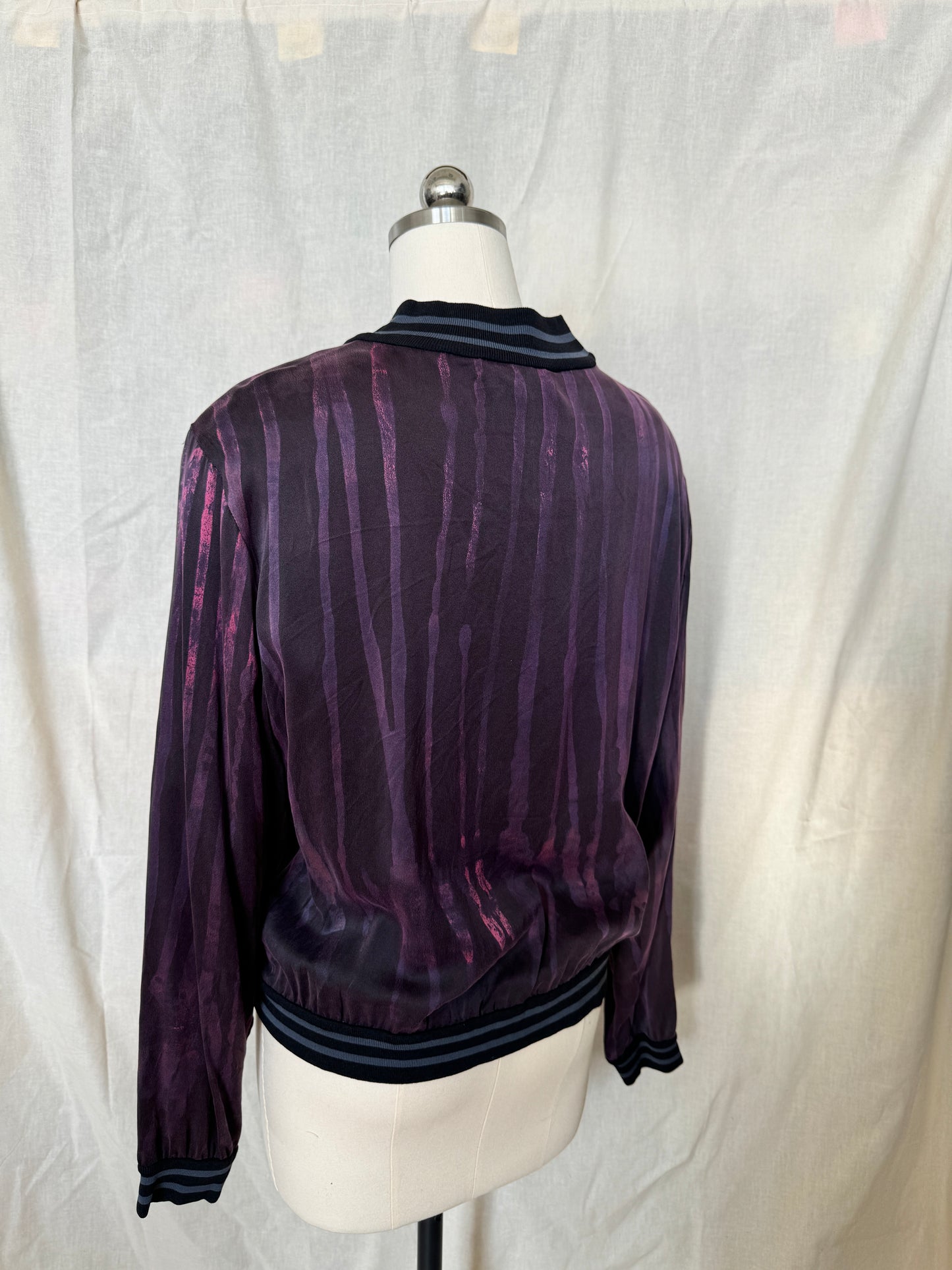 Silk Charmeuse Magenta Puple Lines