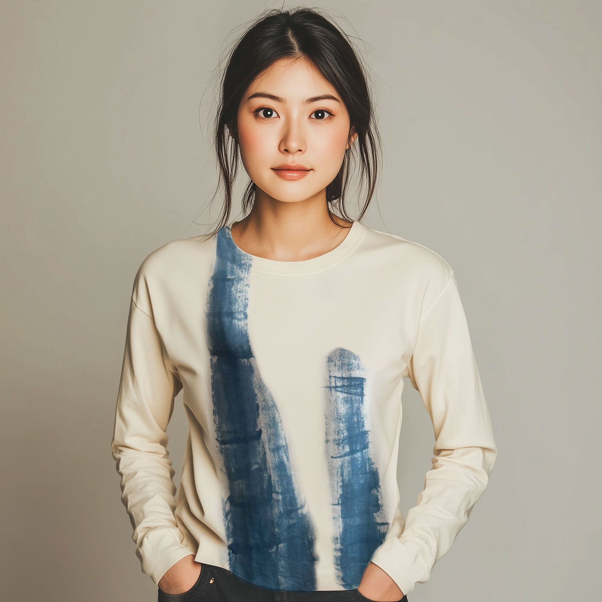 Jessie Top  in Demin Brush Stroke