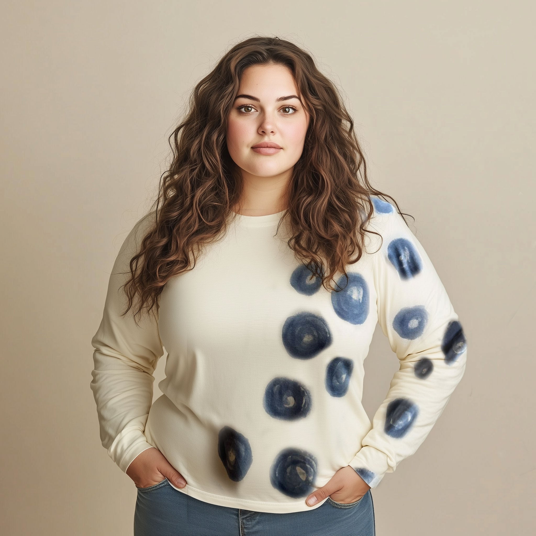 JESSIE LONG SLEEVE TOP Charcoal Bubbles